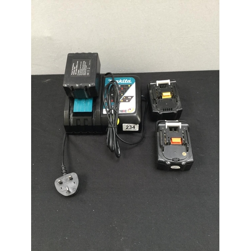 234 - MAKITA AND 3 RECHARGEABLE BATTERIES