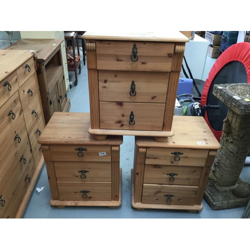 236 - 3X 3 DRAWER PINE BEDSIDE CHESTS