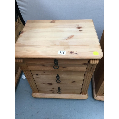 236 - 3X 3 DRAWER PINE BEDSIDE CHESTS