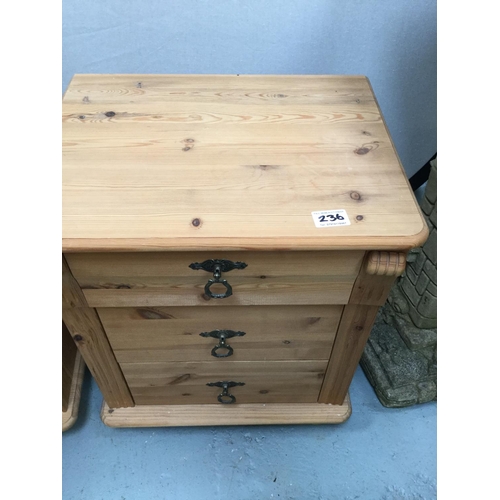 236 - 3X 3 DRAWER PINE BEDSIDE CHESTS