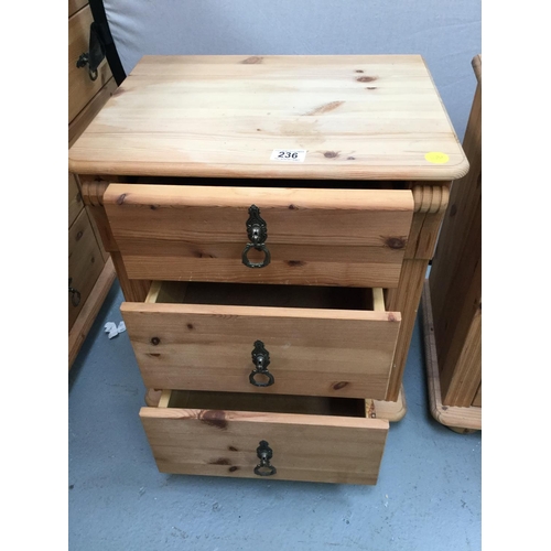 236 - 3X 3 DRAWER PINE BEDSIDE CHESTS