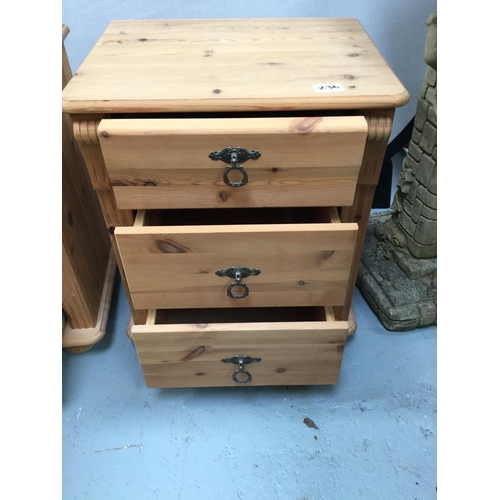 236 - 3X 3 DRAWER PINE BEDSIDE CHESTS