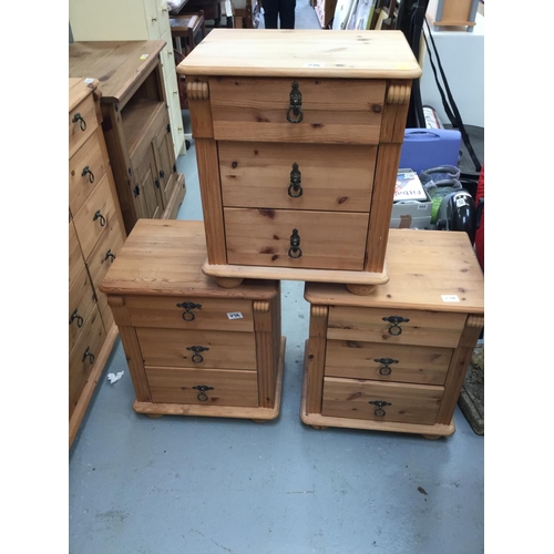 236 - 3X 3 DRAWER PINE BEDSIDE CHESTS