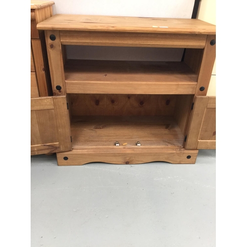 238 - PINE FLAT SCREEN TV STAND WITH 2 DOORS 33