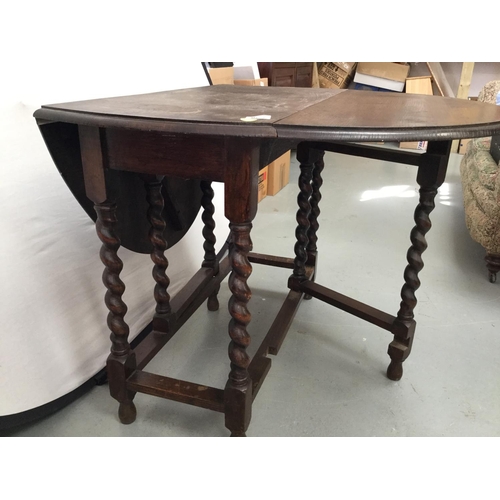 256 - OAK BARLEYTWIST DROP LEAF TABLE - 36