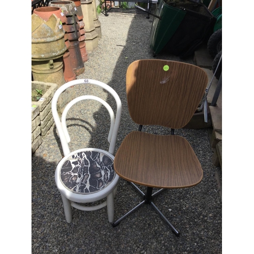 68 - VINTAGE KITCHEN CHAIR WIH CHROME BASE AND A VINTAGE PAINTED CHILDS CHAIR