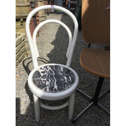 68 - VINTAGE KITCHEN CHAIR WIH CHROME BASE AND A VINTAGE PAINTED CHILDS CHAIR