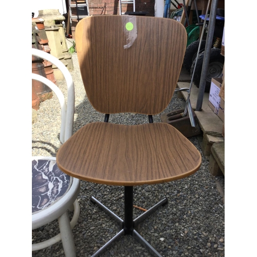 68 - VINTAGE KITCHEN CHAIR WIH CHROME BASE AND A VINTAGE PAINTED CHILDS CHAIR