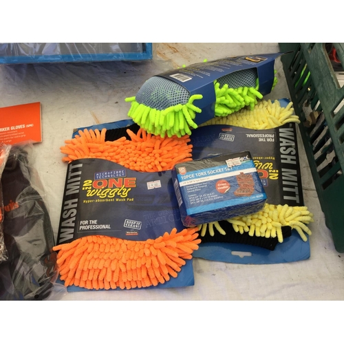 107 - CRATE AND A BOX OF HARDWARE TO INCLUDE SCREW ORGANISER, SPONGES ETC