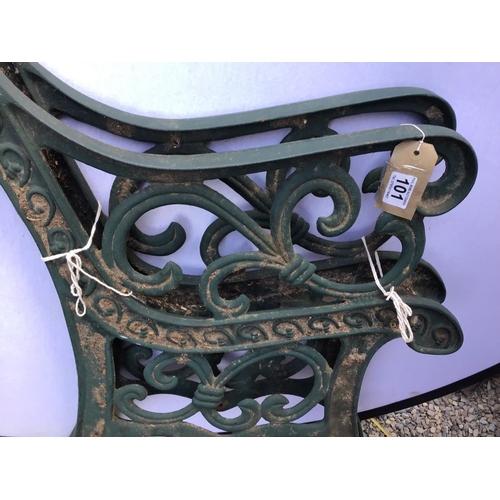 101 - PAIR OF CAST IRON BENCH ENDS