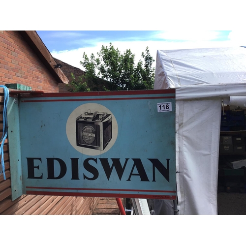 118 - VINTAGE EDISWAN BATTERY ADVERTISING SIGN DOUBLE SIDED
18 X 12