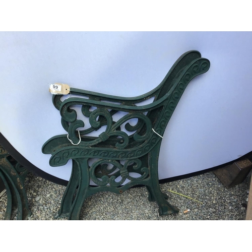 99 - PAIR OF CAST IRON BENCH ENDS