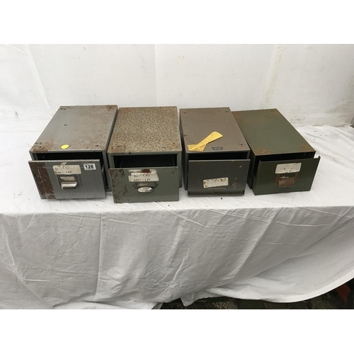 128 - 4 VINTAGE METAL INDEX DRAWER CABINETS