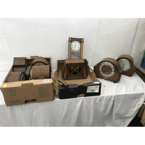 145 - 2 BOXES OF CLOCKS AND PARTS