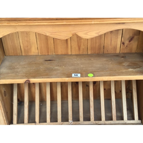 58 - WAXED PINE WALL HANGING PLATE RACK
36 X 12