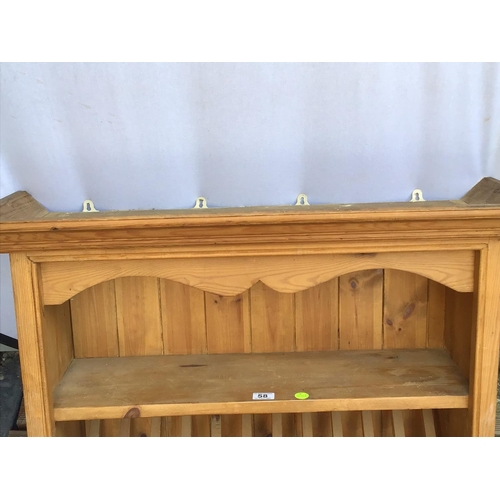 58 - WAXED PINE WALL HANGING PLATE RACK
36 X 12