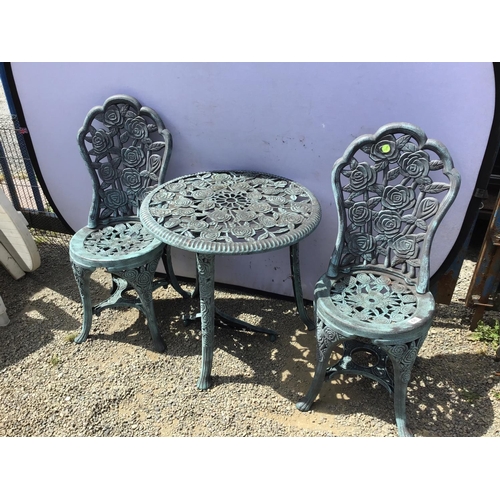 68 - PLASTIC  GARDEN TABLE AND 2 CHAIRS