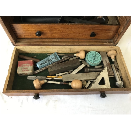 157 - ENGINEERS BOX INCLUDING ENGINEERS TOOLS