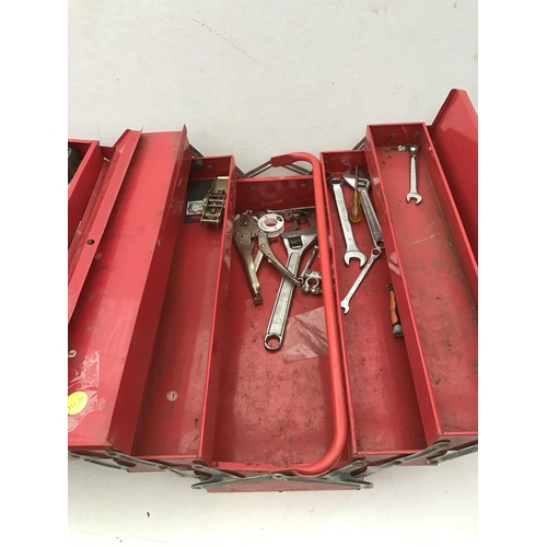 176 - 2 METAL CANTERLEVER TOOL BOXES AND CONTENTS