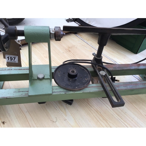 197 - ELECTRIC WOOD TURNING LATHE W/O