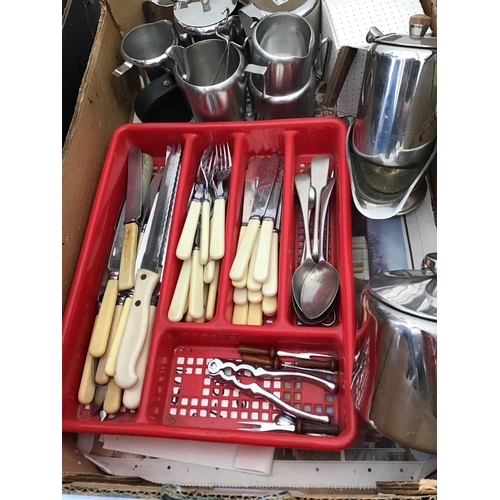 206 - 4 BOXES OF KITCHENWARE TO INCLUDE CUTLERY ETC