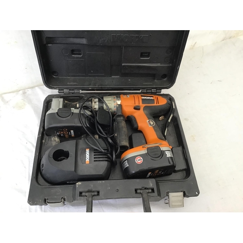 216 - WORKS TWIN BATTERY RECHARABLE DRILL W/O