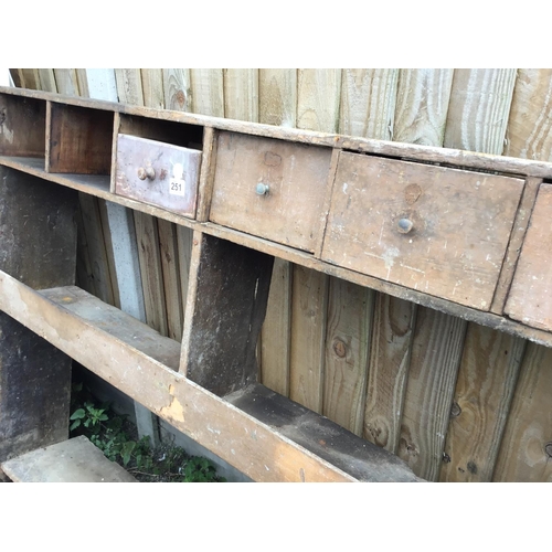 251 - VICTORIAN PINE WALL SHELVES WITH DRAWERS