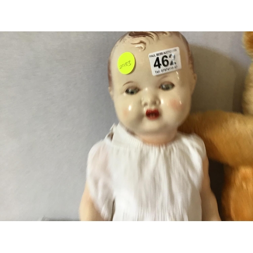 462 - VINTAGE DOLLY AND JOINTED TEDDY BEAR