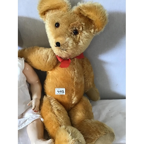 462 - VINTAGE DOLLY AND JOINTED TEDDY BEAR