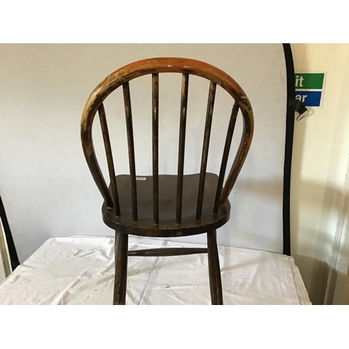 476 - ERCOL DINING CHAIR PAINTED KITCHEN CHAIR AND A MODERN PINE TOWEL RAIL