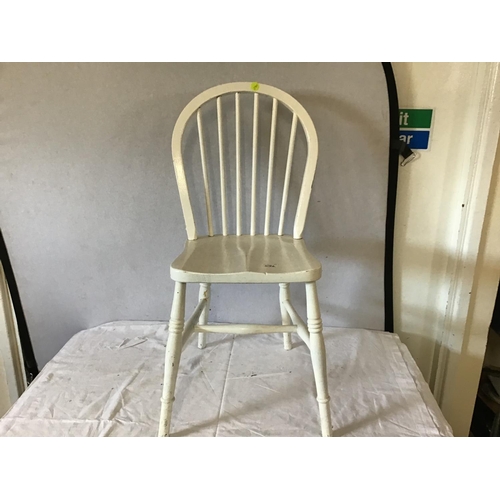 476 - ERCOL DINING CHAIR PAINTED KITCHEN CHAIR AND A MODERN PINE TOWEL RAIL