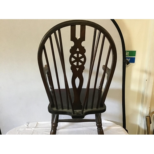 482 - PRIORY OAK WHEELBACK ARMCHAIR DINING CHAIR AND BENTWOOD CHAIR