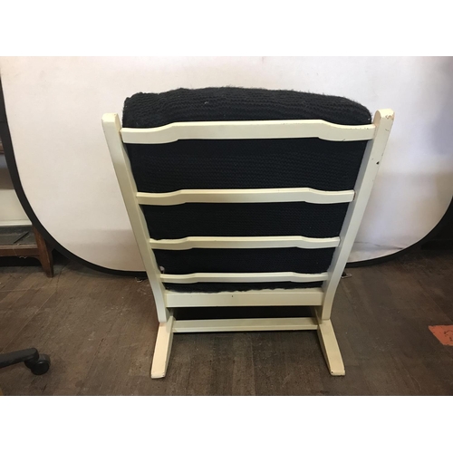 485 - VINTAGE PAINTED UPHOLSTERED ROCKING CHAIR