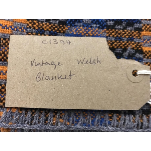 498 - VINTAGE PATTERNED WOOLEN WELSH BLANKET