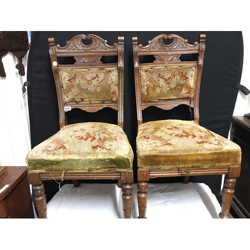 504 - 2 EDWARDIAN UPHOLSTERED DINING CHAIRS