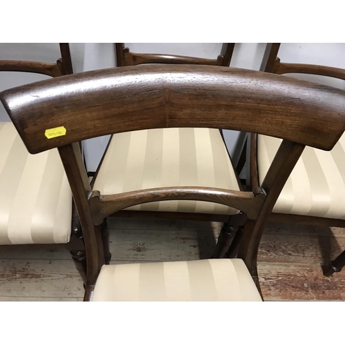 506 - 4 REGENCY DINING CHAIRS WITH REUPHOLSTERED SEATS