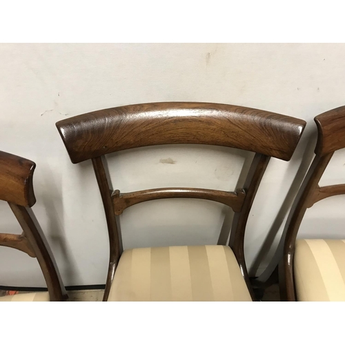 506 - 4 REGENCY DINING CHAIRS WITH REUPHOLSTERED SEATS