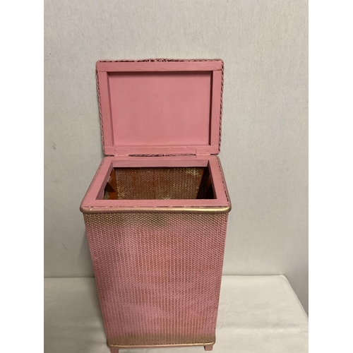 384 - VINTAGE WICKER PINK PAINTED LINEN BOX
13 X 10