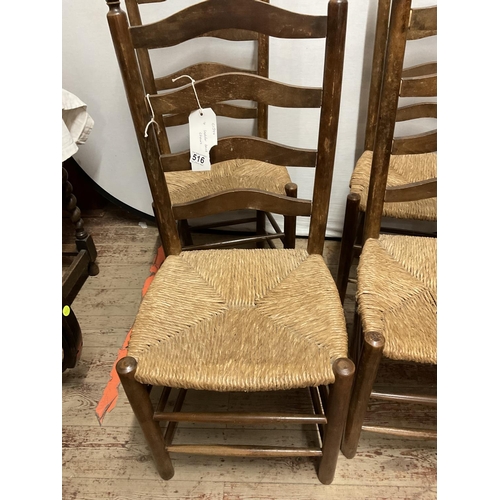 516 - 4 OAK LADDERBACK CHAIRS A/F