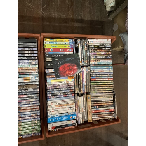 367 - 2 BOXES OF DVD'S AND 2 CRATES OF DVDS