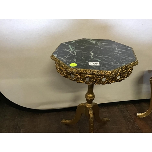 448 - GILT PAINTED COFFEE AND WINE TABLE WITH FAUX MARBLE TOPS