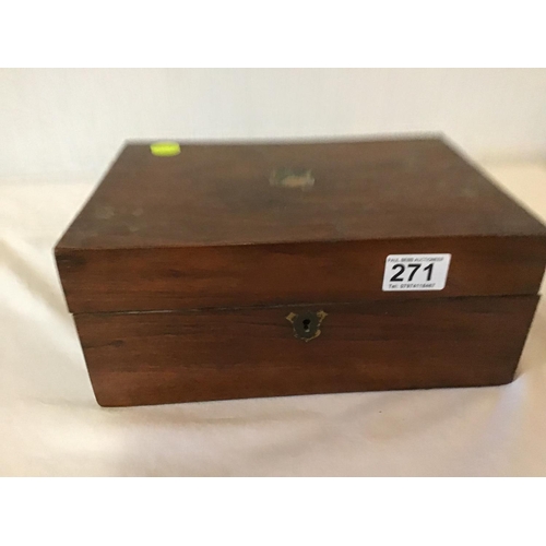 271 - 2 VICTORIAN MAHOGANY BRASS BOUND WRITING BOXES