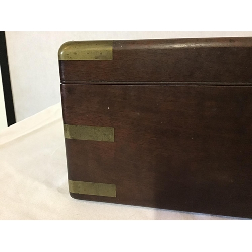 271 - 2 VICTORIAN MAHOGANY BRASS BOUND WRITING BOXES