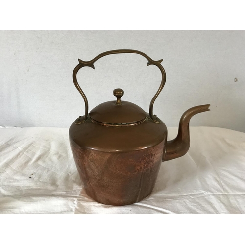 285 - COPPER AND BRASS SAMOVAR AND A VICT COPPER KETTLE