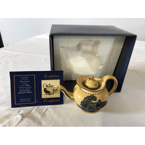 290 - MAYFAIR MINIATURE COLLECTORS TEA POTS WITH SOME BOXES AND CERTIFICATES