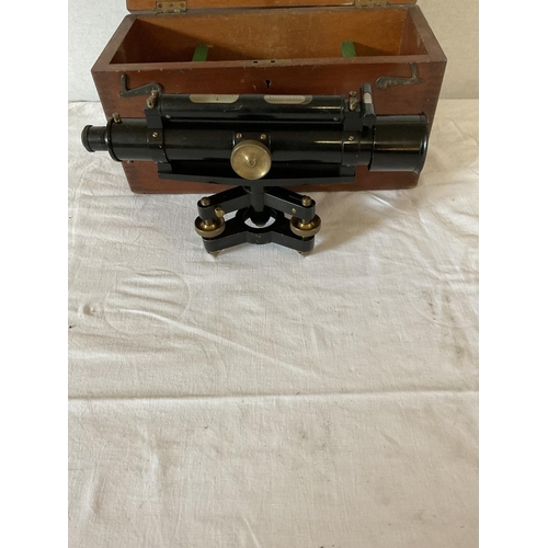 303 - VINTAGE SURVEYING INSTRUMENT IN MAHOGANY FITTED BOX BY J A REYNOLDS & CO LTD BIRMINGHAM