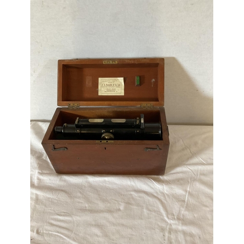 303 - VINTAGE SURVEYING INSTRUMENT IN MAHOGANY FITTED BOX BY J A REYNOLDS & CO LTD BIRMINGHAM