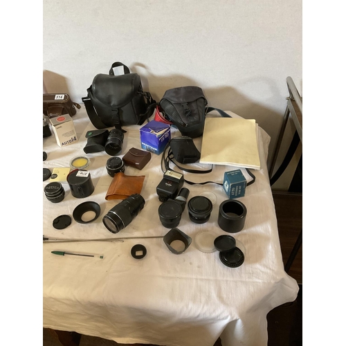 314 - QTY OF CAMERAS LENSES ETC