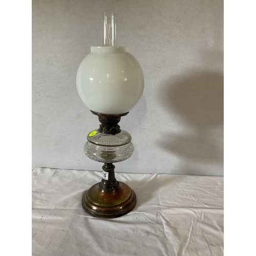 315 - VICTORIAN OIL LAMP COMPLETE WITH SHADE AND CHIMNEY