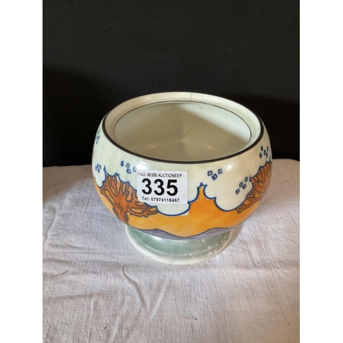 335 - CHARLOTTE RHEAD ART DECO BOWL A/F AND VASE